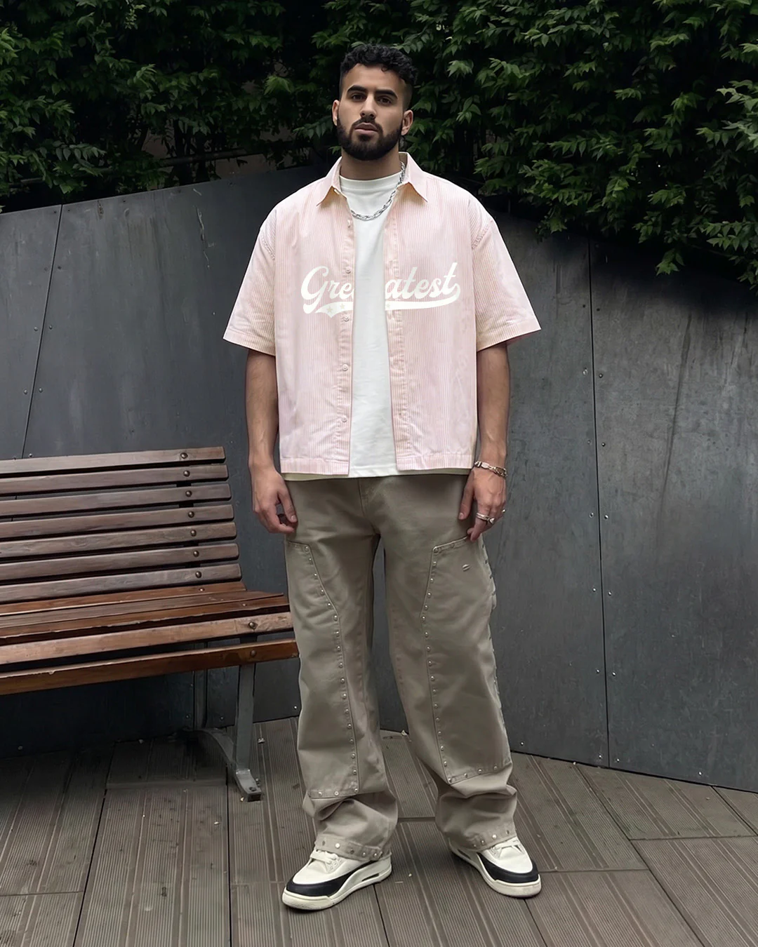 Greatest Pink Half Sleeve Striped Shirt - Image 5