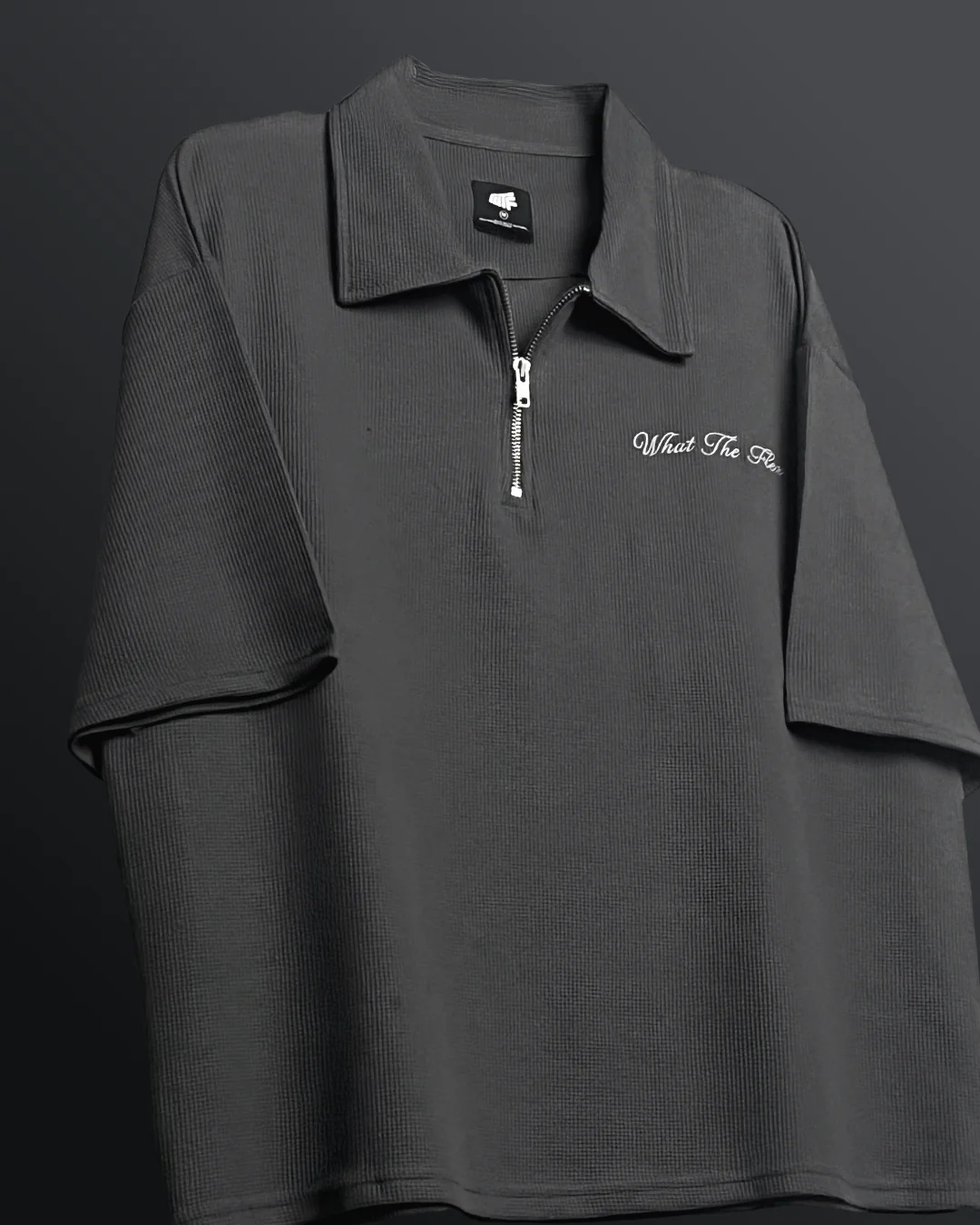 Grey Polo With Zip - Image 3