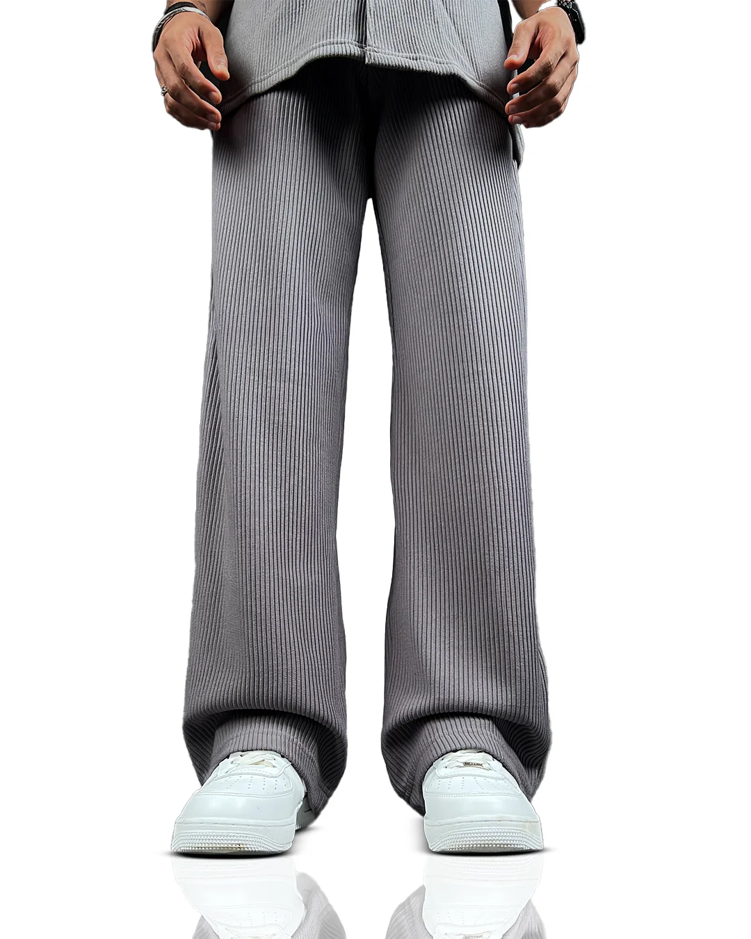 Grey Ribbed Pants - Image 2