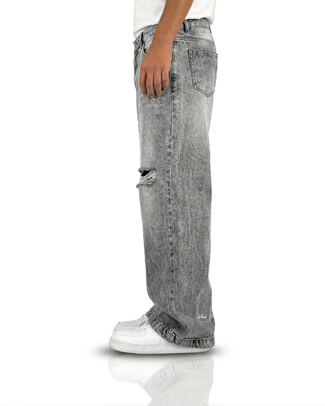 Grey Rugged Baggy Jeans - Image 3