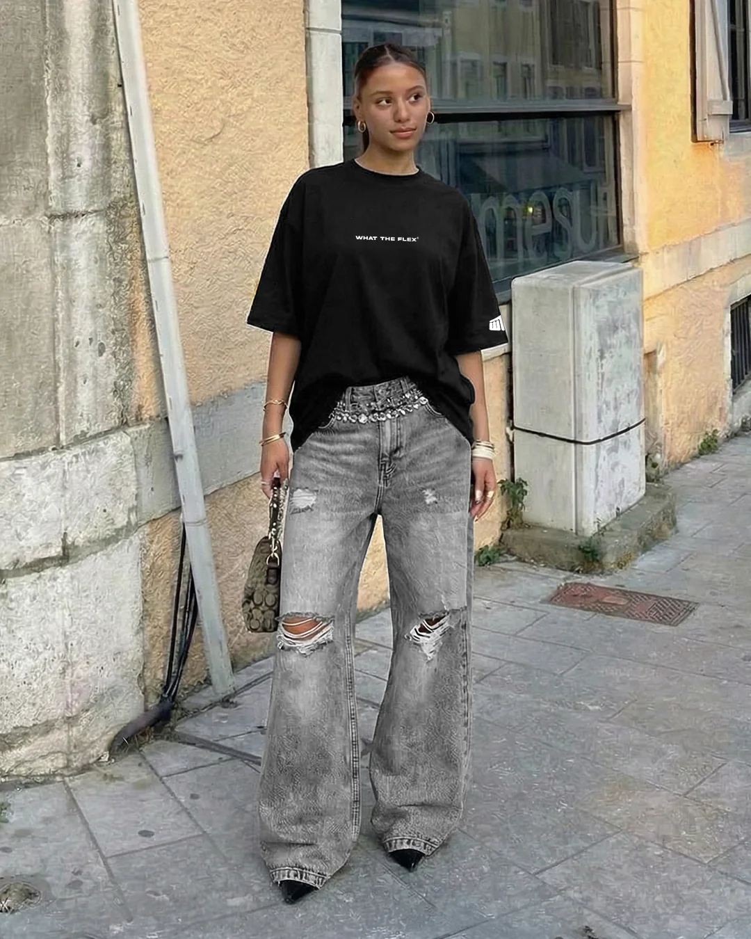 Grey Rugged Baggy Jeans - Image 4
