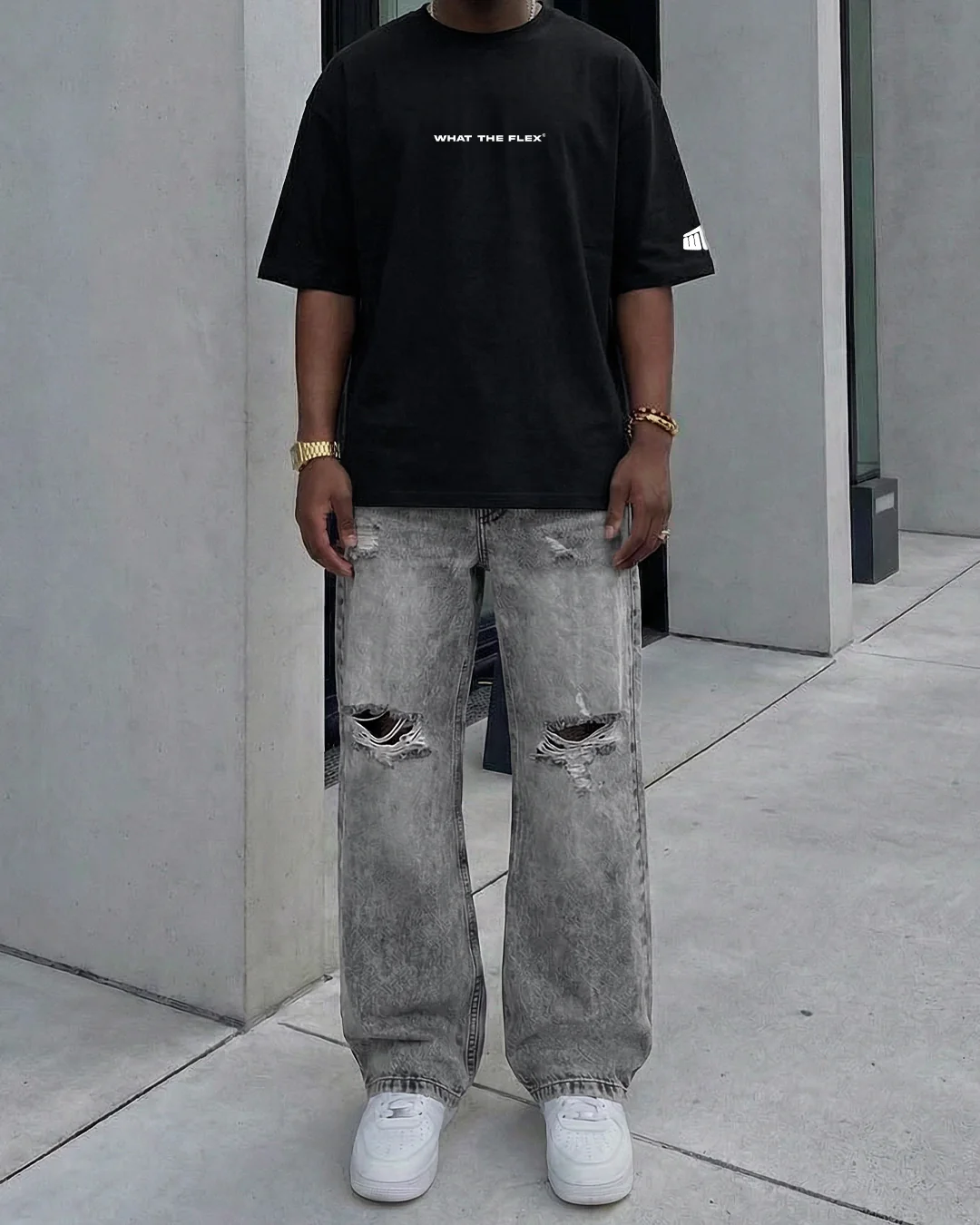 Grey Rugged Baggy Jeans - Image 5