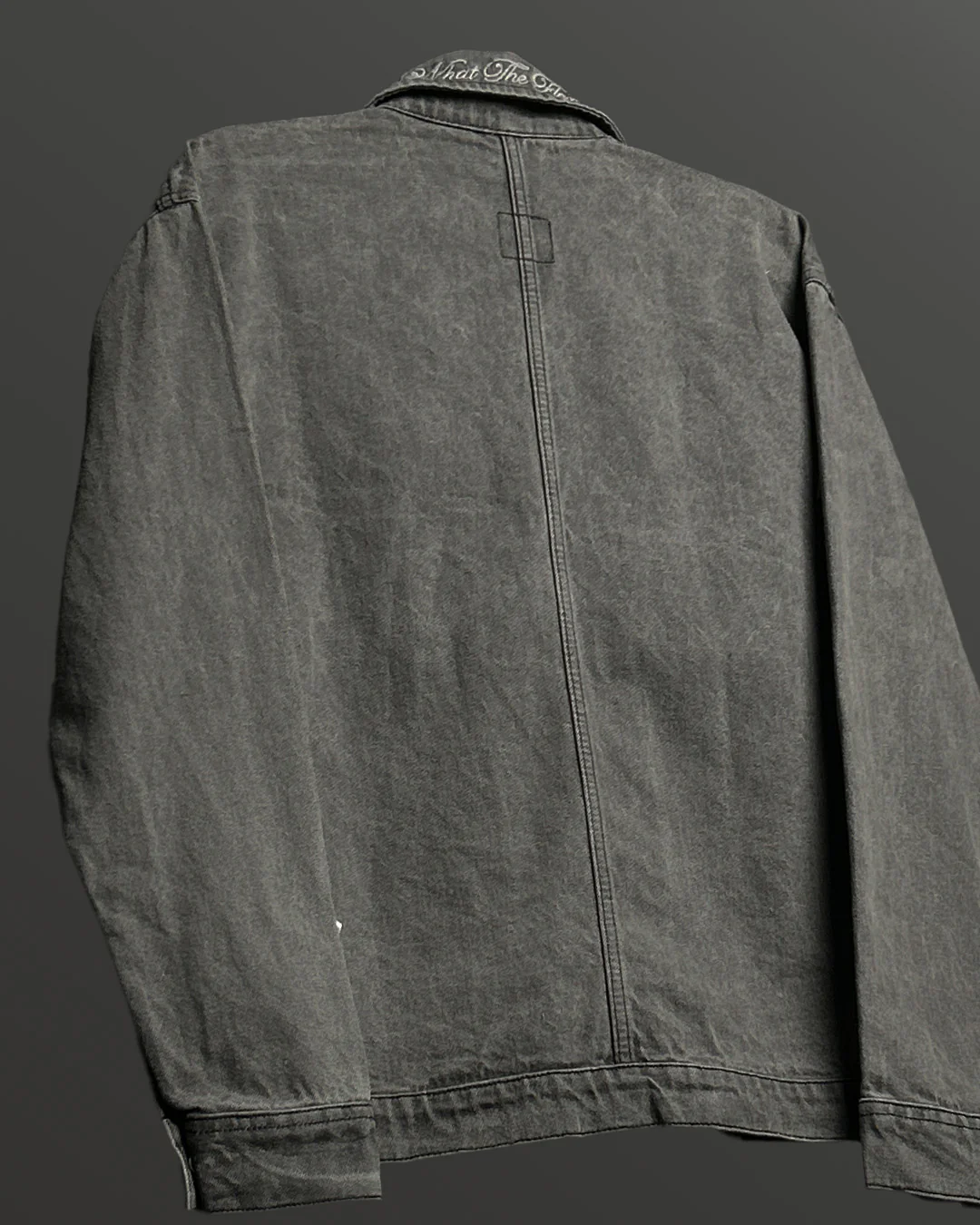Grey Long Sleeve Stitched Denim Overshirt - Image 5