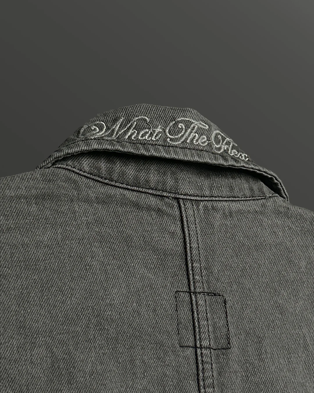 Grey Long Sleeve Stitched Denim Overshirt - Image 7