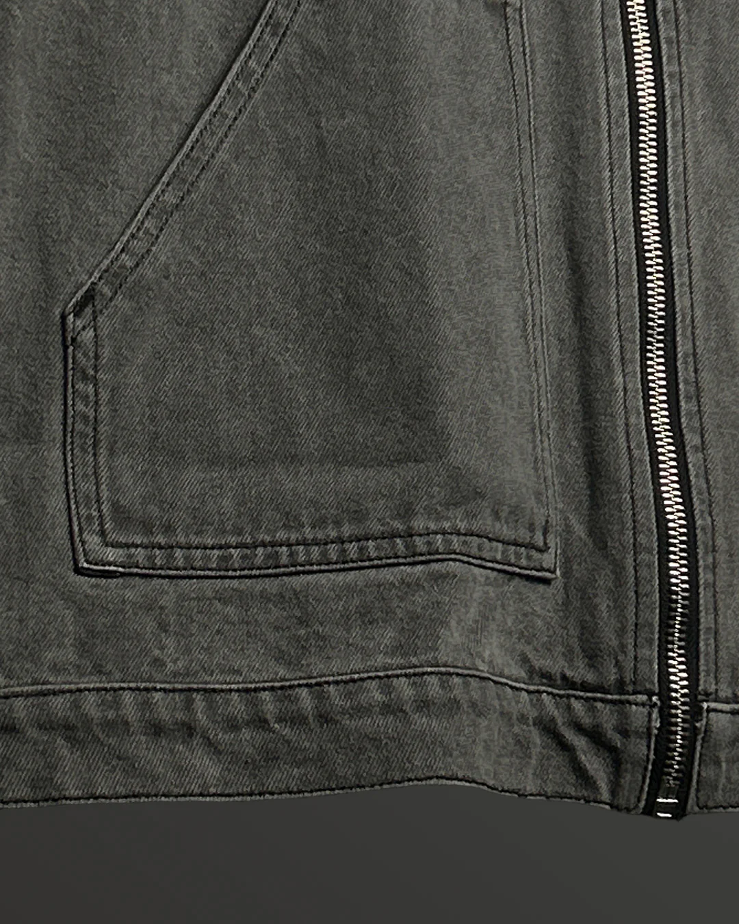 Grey Long Sleeve Stitched Denim Overshirt - Image 9