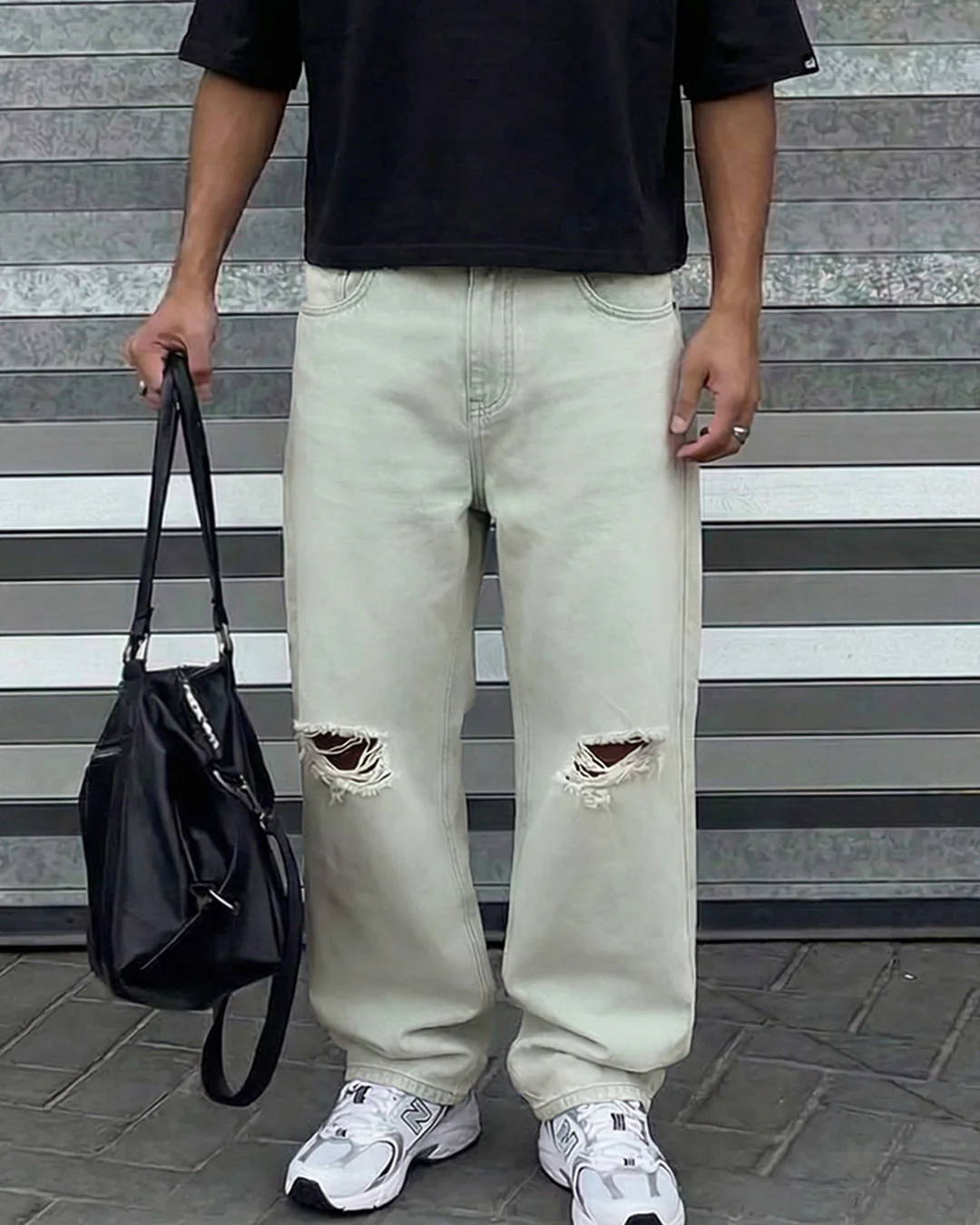 Ice Blue Rugged Baggy Jeans - Image 6