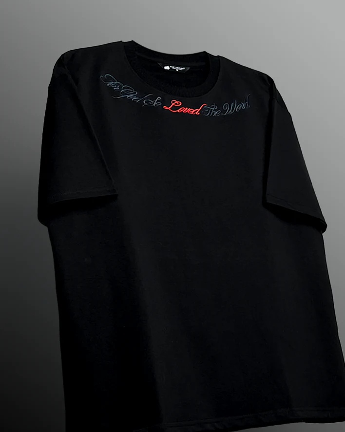 Lost Scriptures Black Embroidery T-Shirt - Image 5