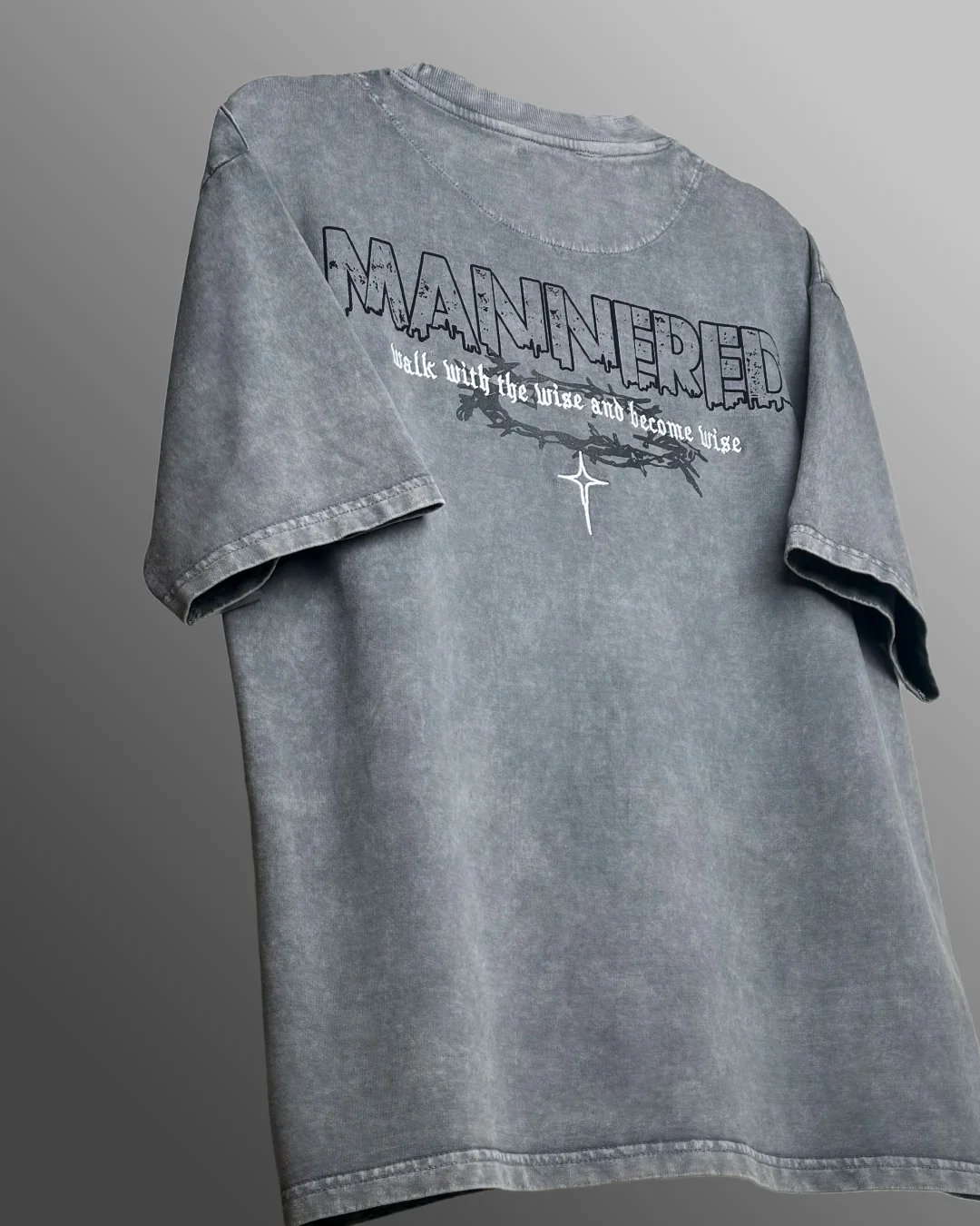 Mannered Grey Acid Wash T-Shirt - Image 3