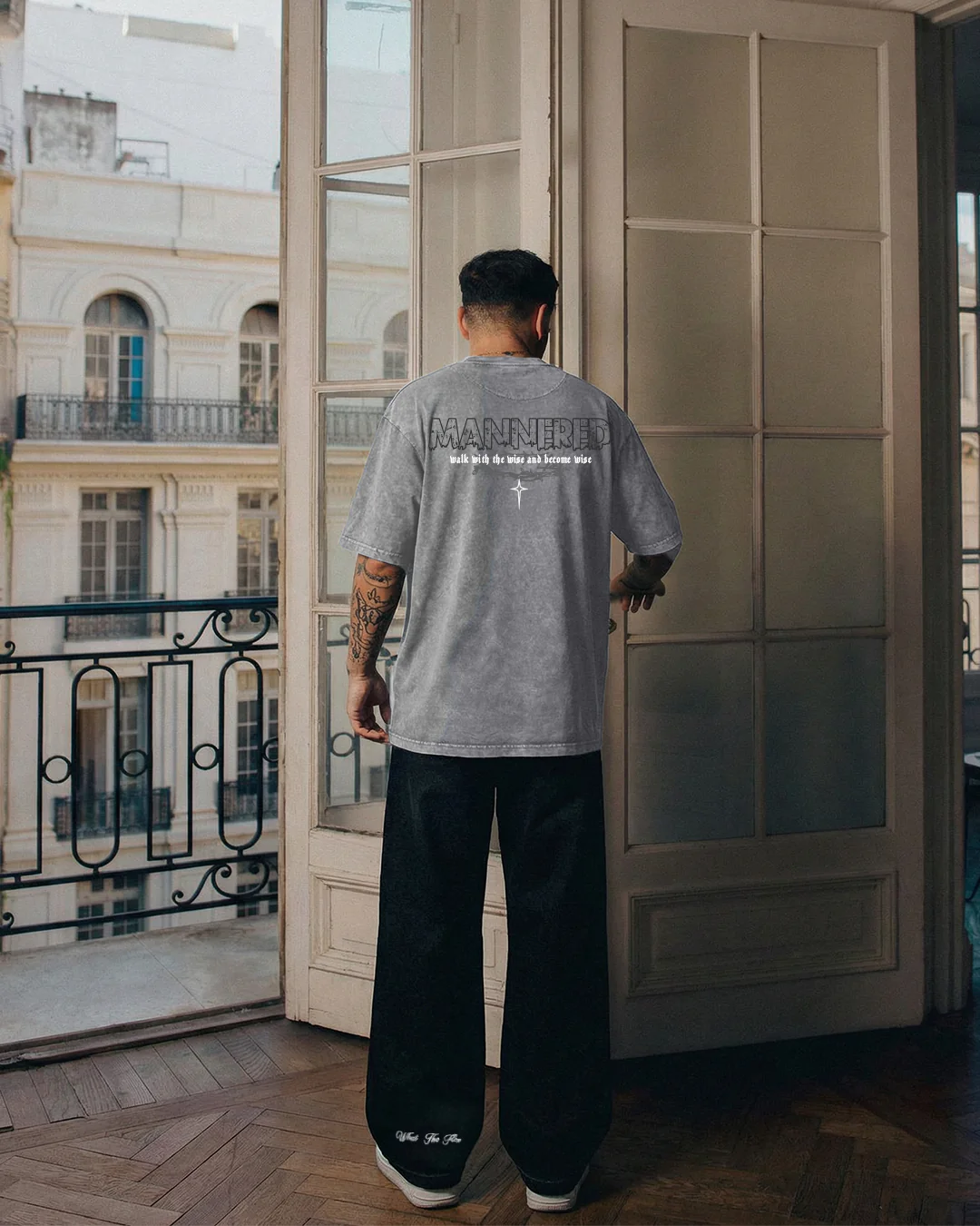 Mannered Grey Acid Wash T-Shirt - Image 4