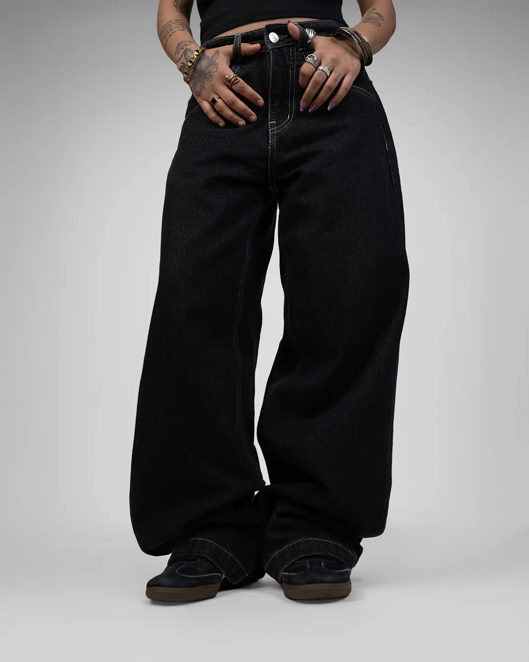 Midnight Black Baggy Jeans - Image 10
