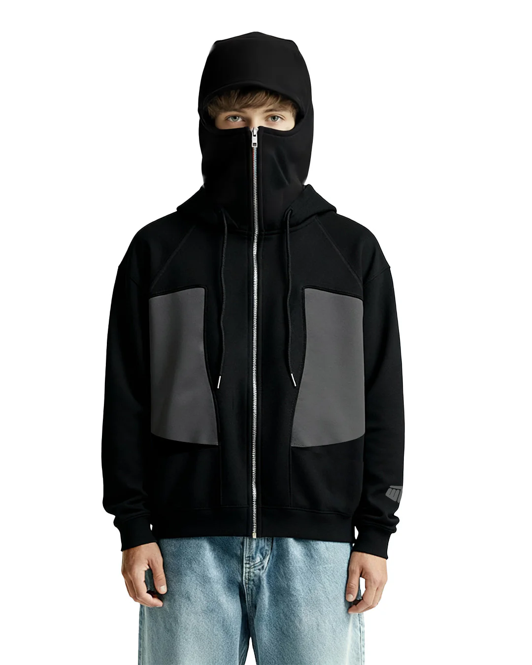 Ninja Masked Zipper Black Hoodie - Image 2