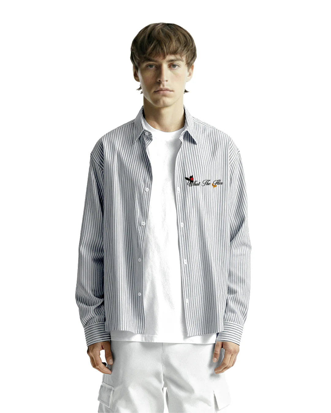 Not Just A Dream Grey Full Sleeves Striped Shirt - Image 3