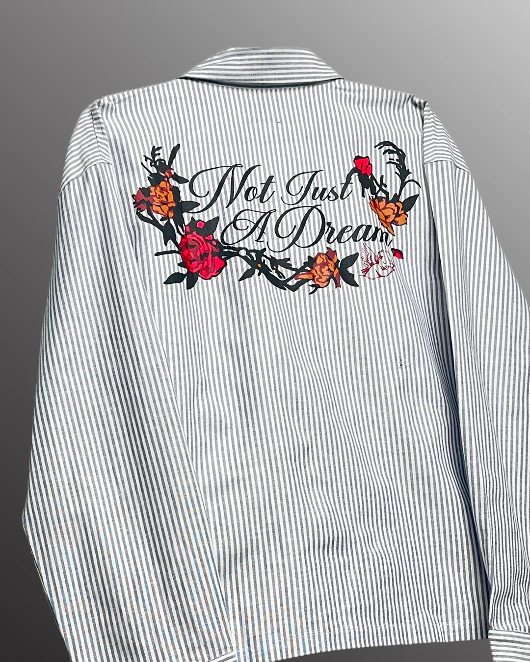 Not Just A Dream Grey Full Sleeves Striped Shirt - Image 4