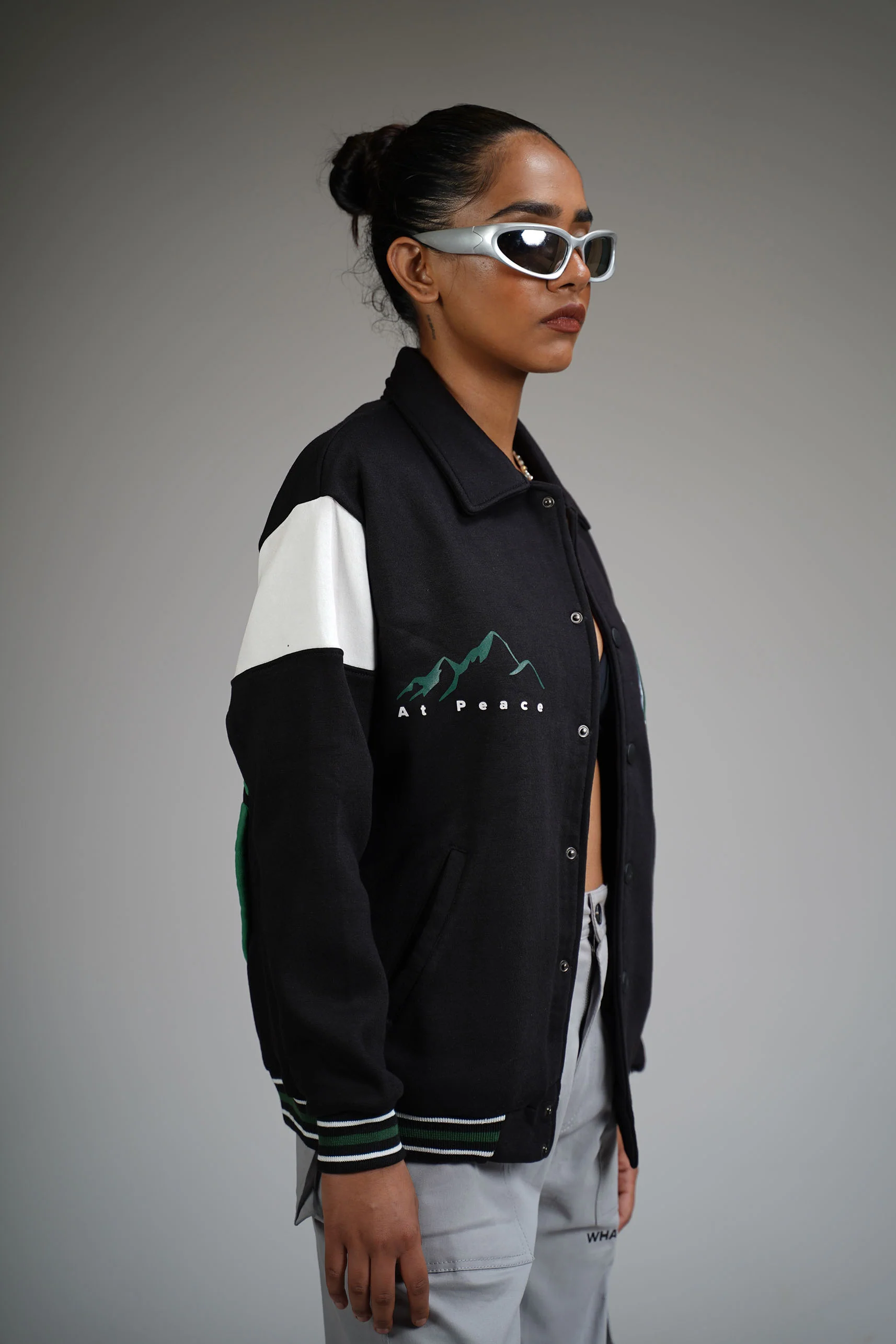 Prayer Over Panic Black Varsity Jacket - Image 5