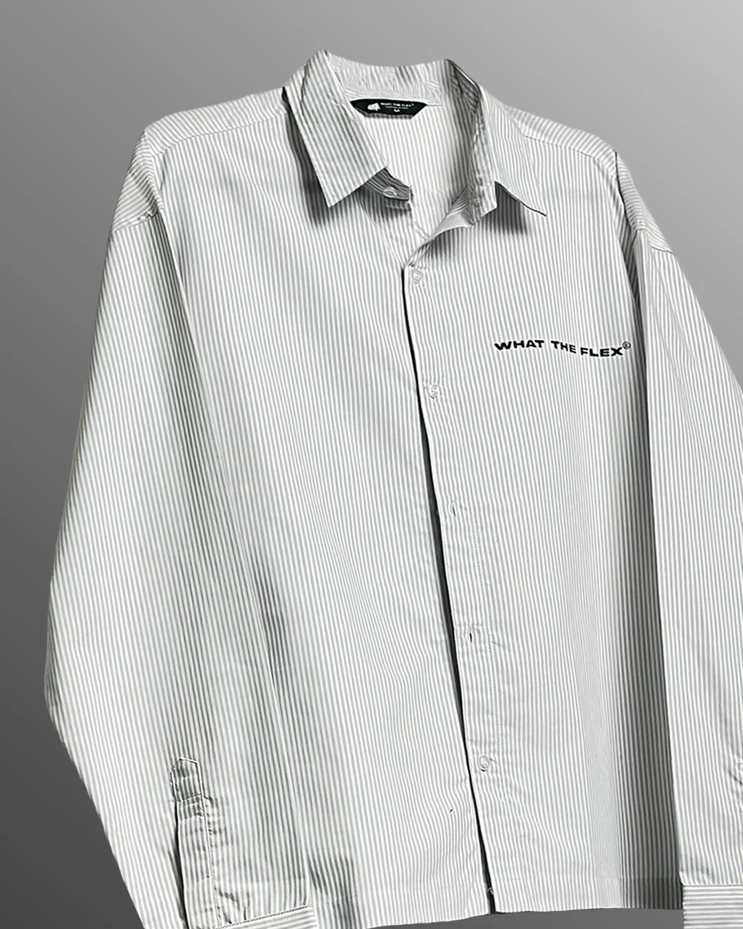 Progress Tribe Full Sleeves Grey and White Striped Shirt - Image 4