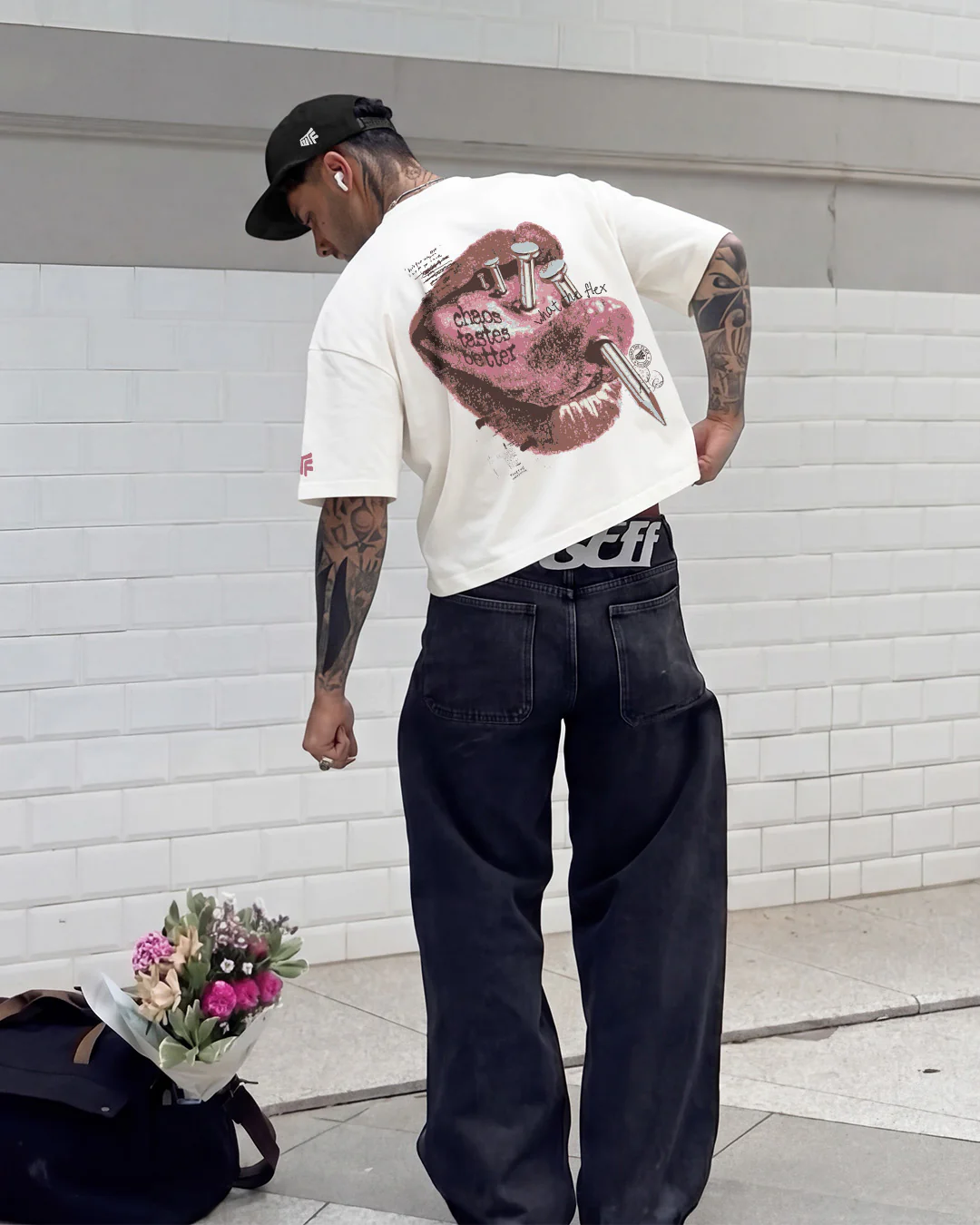 Riot Off White Boxy-Fit White T-shirt - Image 4