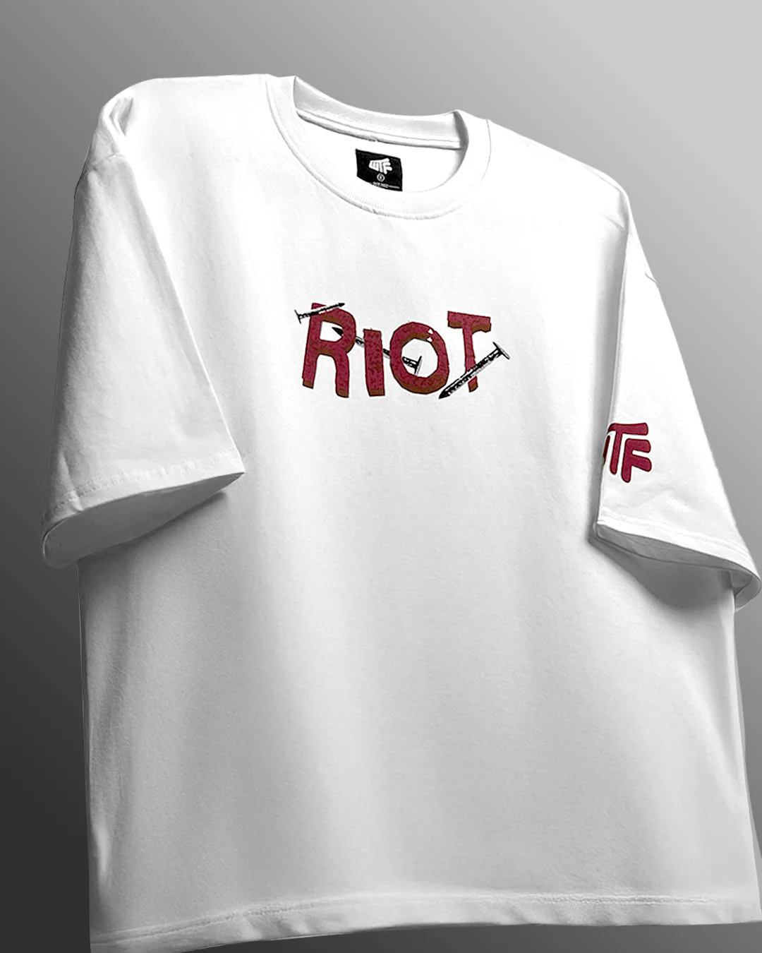 Riot Off White Boxy-Fit White T-shirt - Image 5