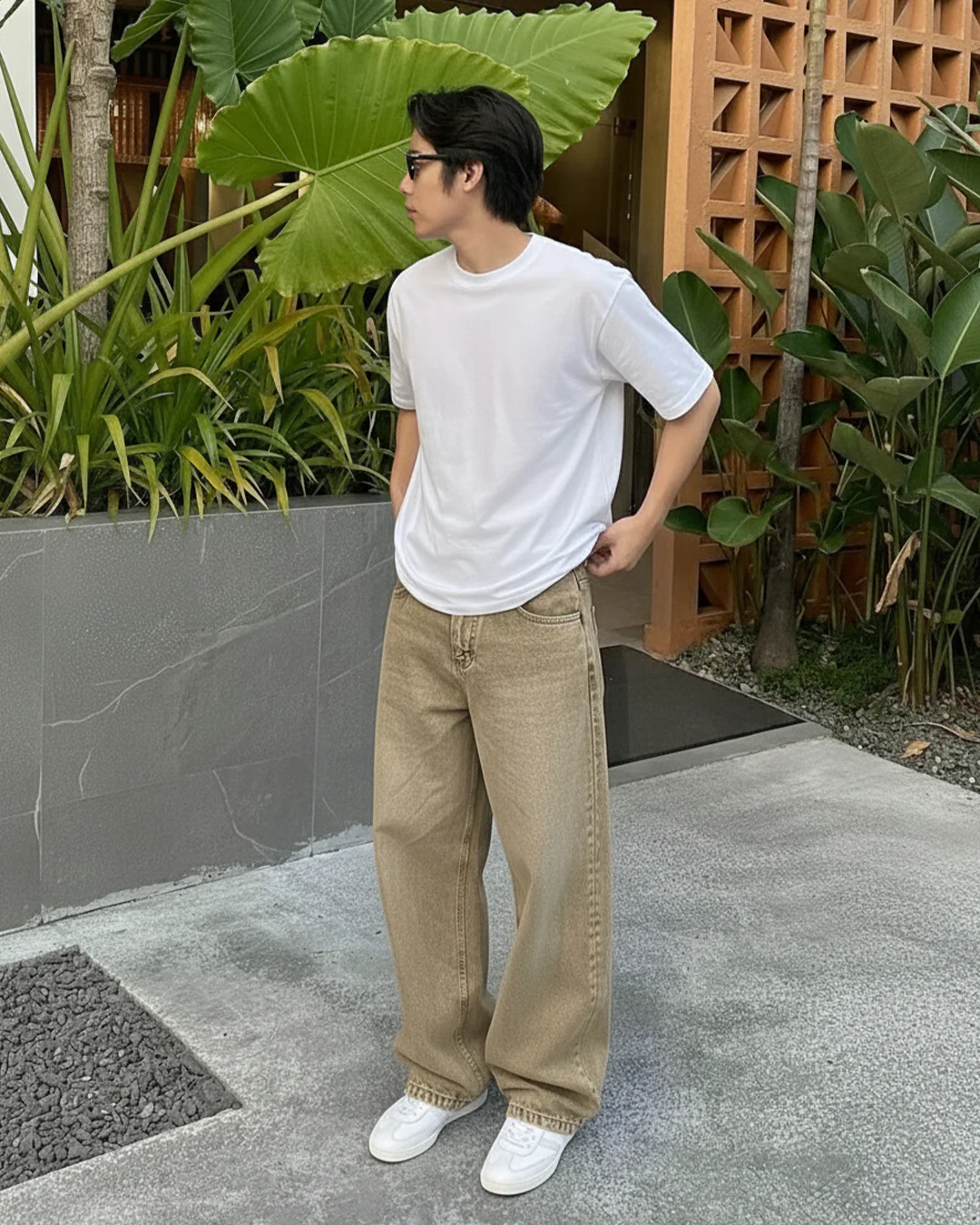 Rust Olive Baggy Denim Jeans - Image 4