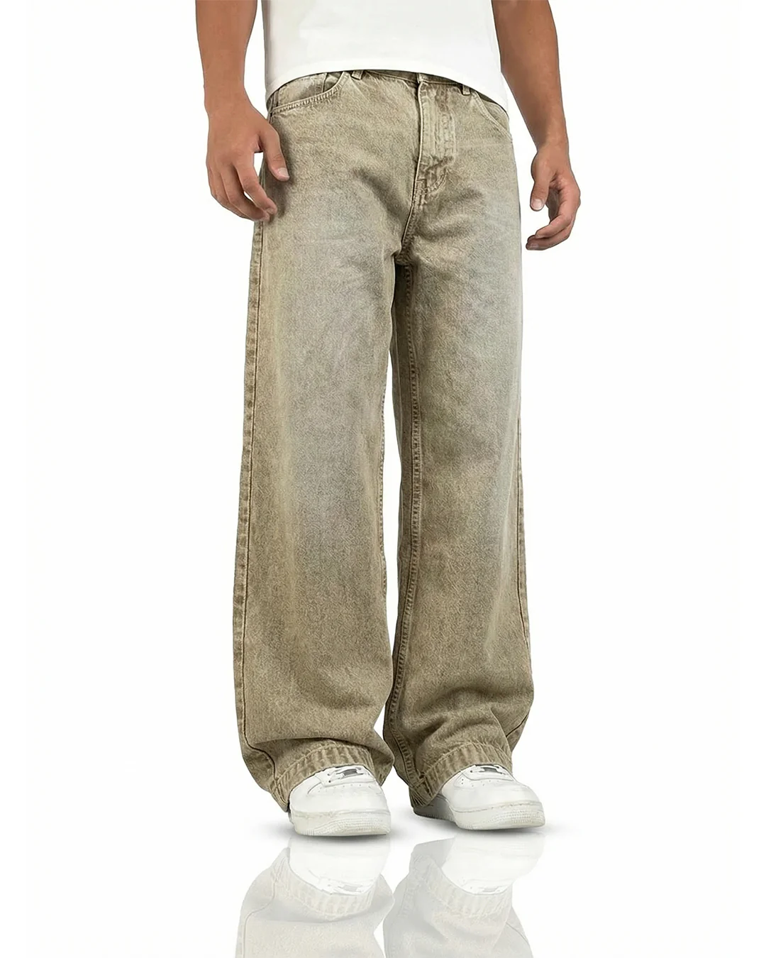 Rust Olive Baggy Denim Jeans - Image 7