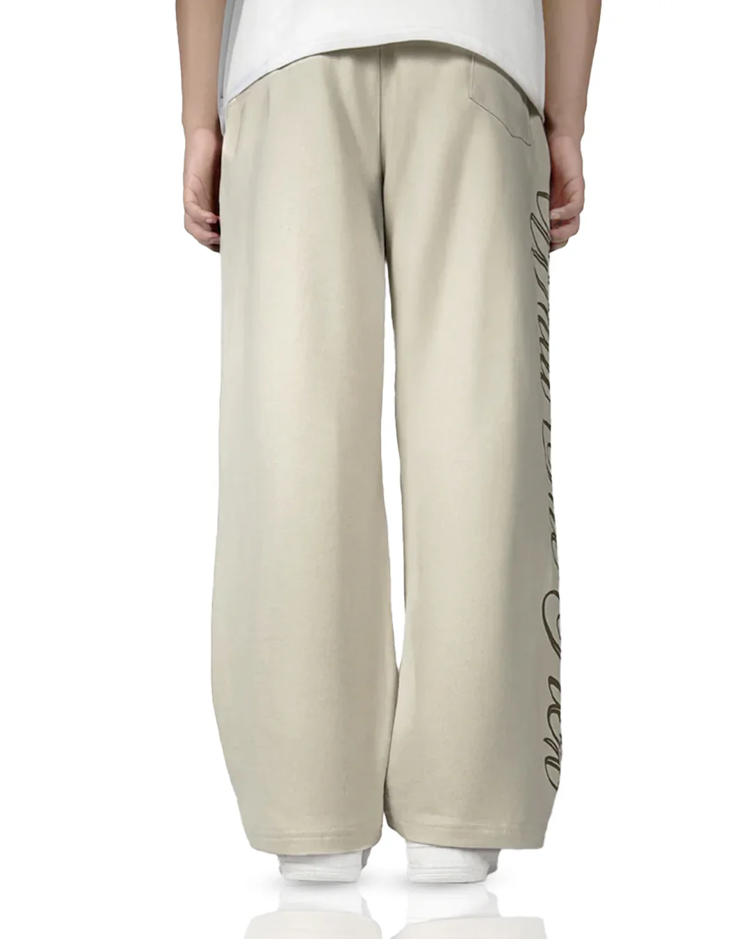 Scripted Cream Essential Cotton Pants - Image 7
