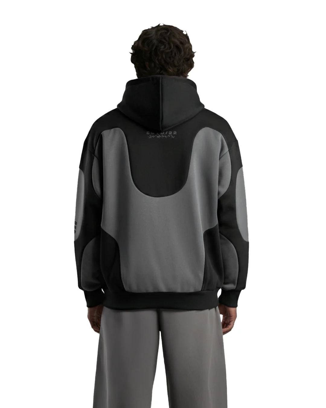 Shadow Grey Panel Oversized Hoodie - Image 2