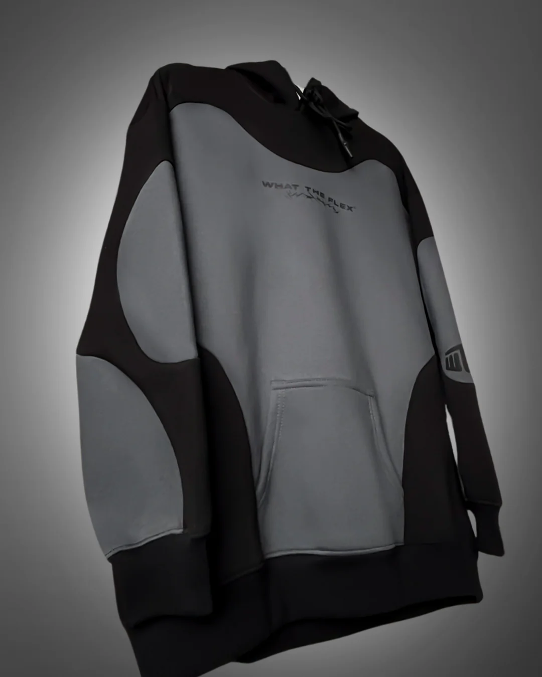 Shadow Grey Panel Oversized Hoodie - Image 3