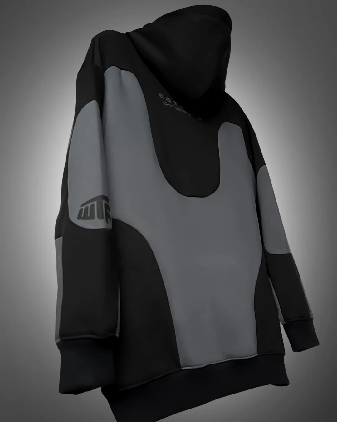 Shadow Grey Panel Oversized Hoodie - Image 4
