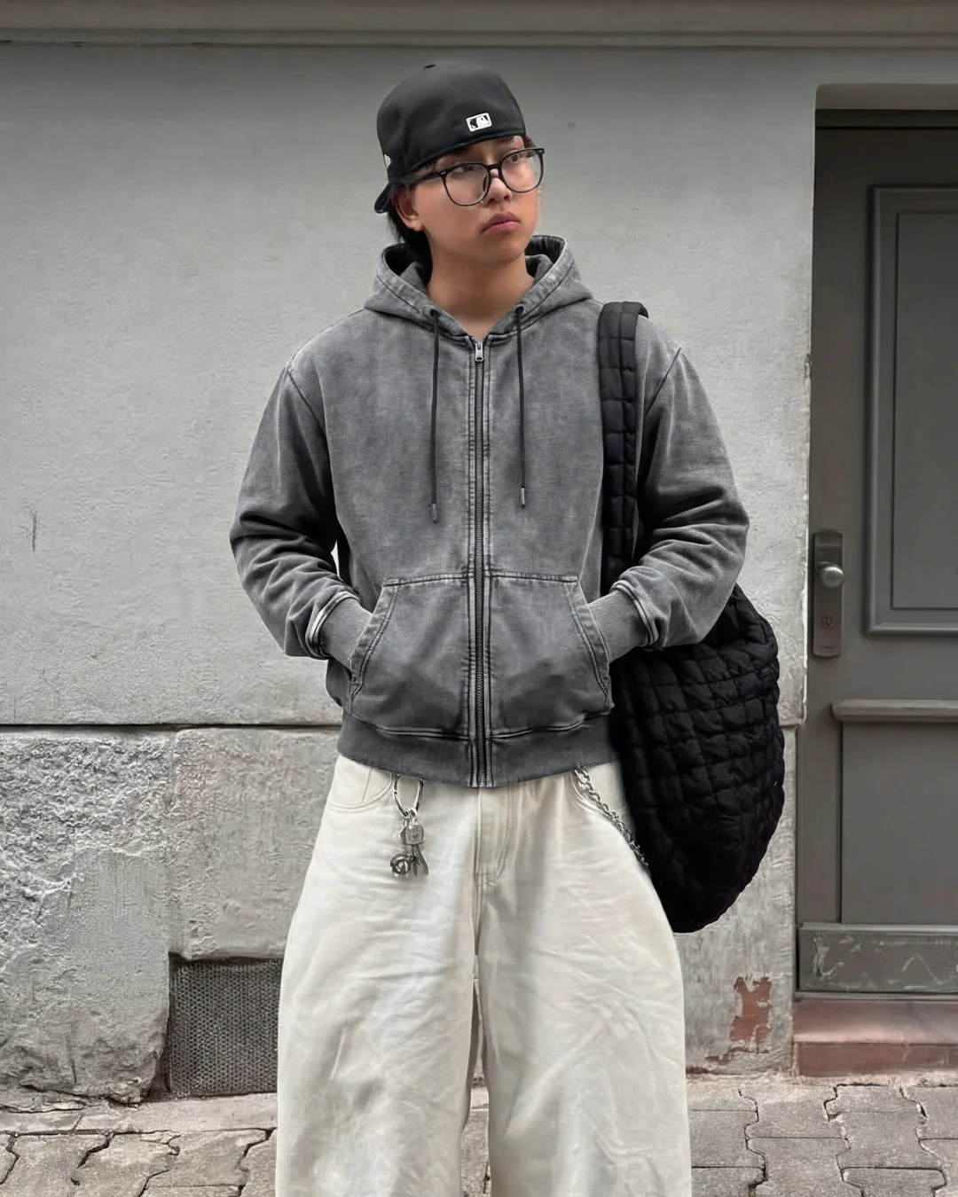 Smoke Grey Zipper Hoodie - Image 6
