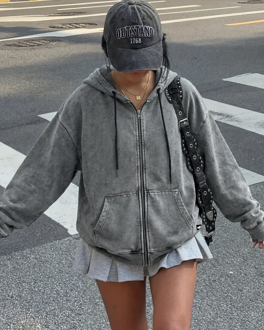 Smoke Grey Zipper Hoodie - Image 7