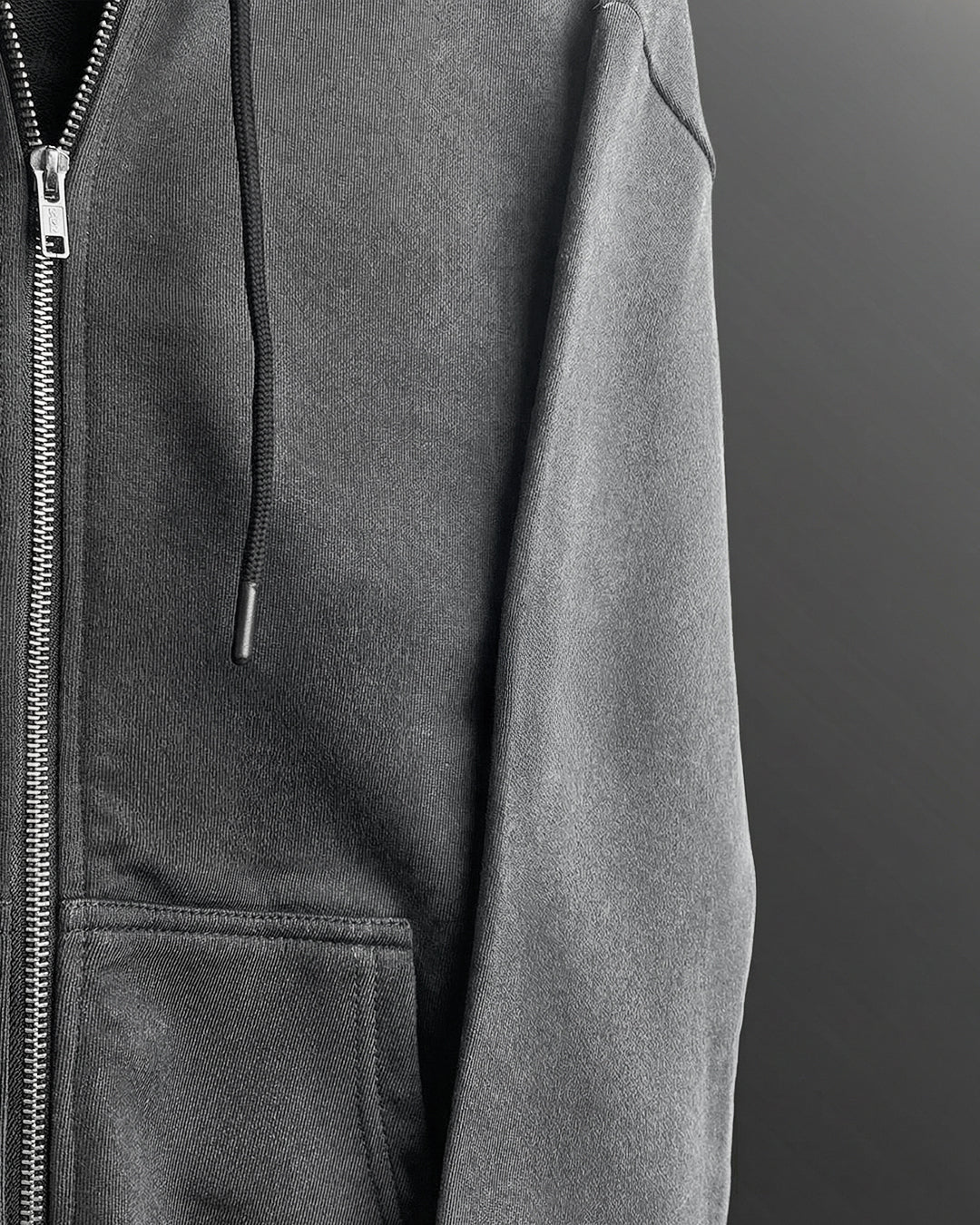 Smoke Grey Zipper Hoodie - Image 8
