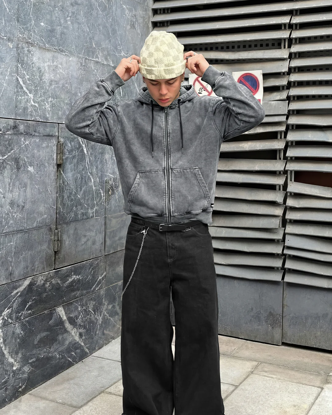 Smoke Grey Zipper Hoodie - Image 9
