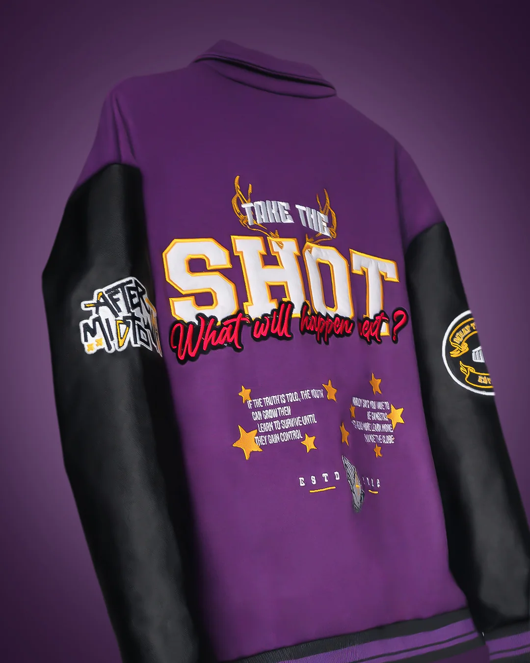 Take the Shot Purple Varsity Jacket - Image 2