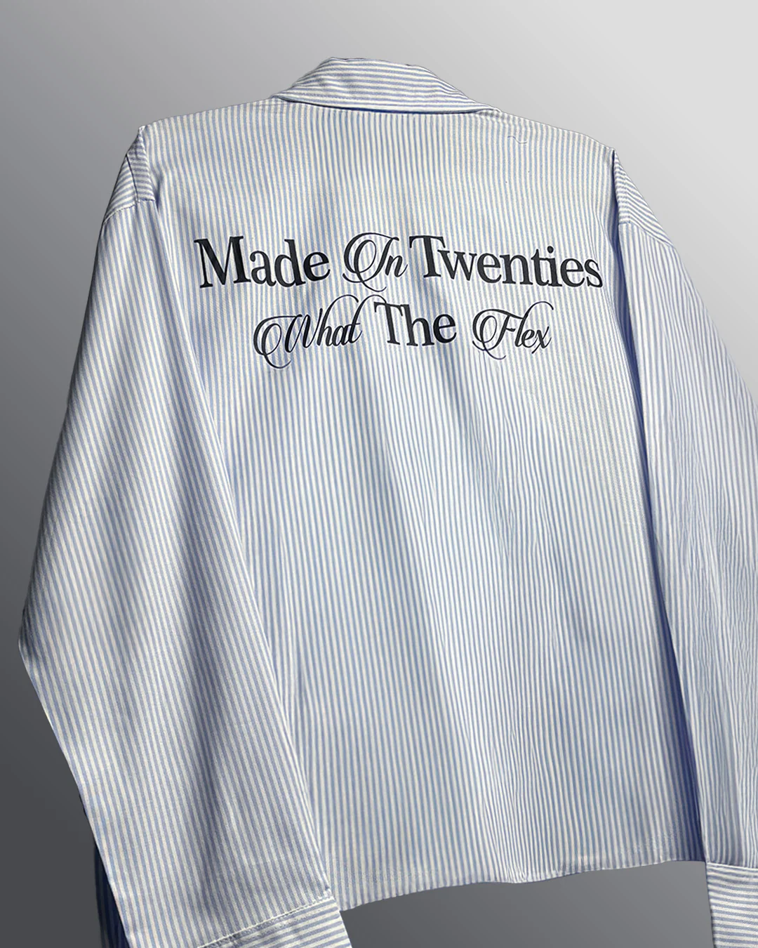 Twenties Blue and White Full Sleeves Striped Shirt - Image 6