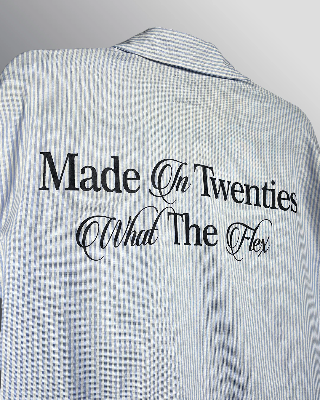 Twenties Blue and White Full Sleeves Striped Shirt - Image 7