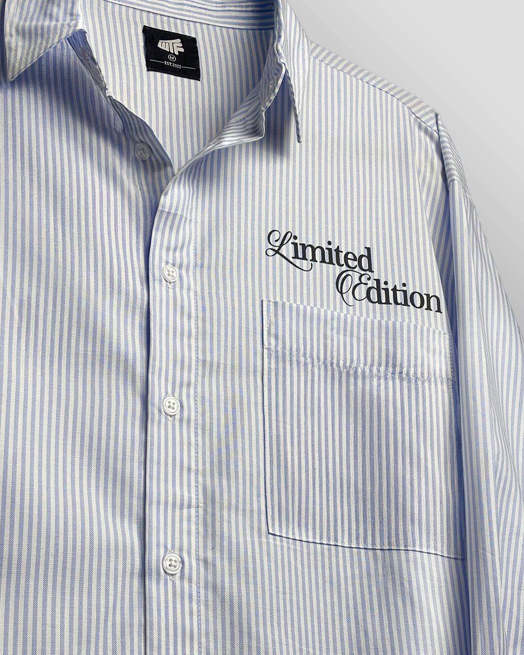 Twenties Blue and White Full Sleeves Striped Shirt - Image 8
