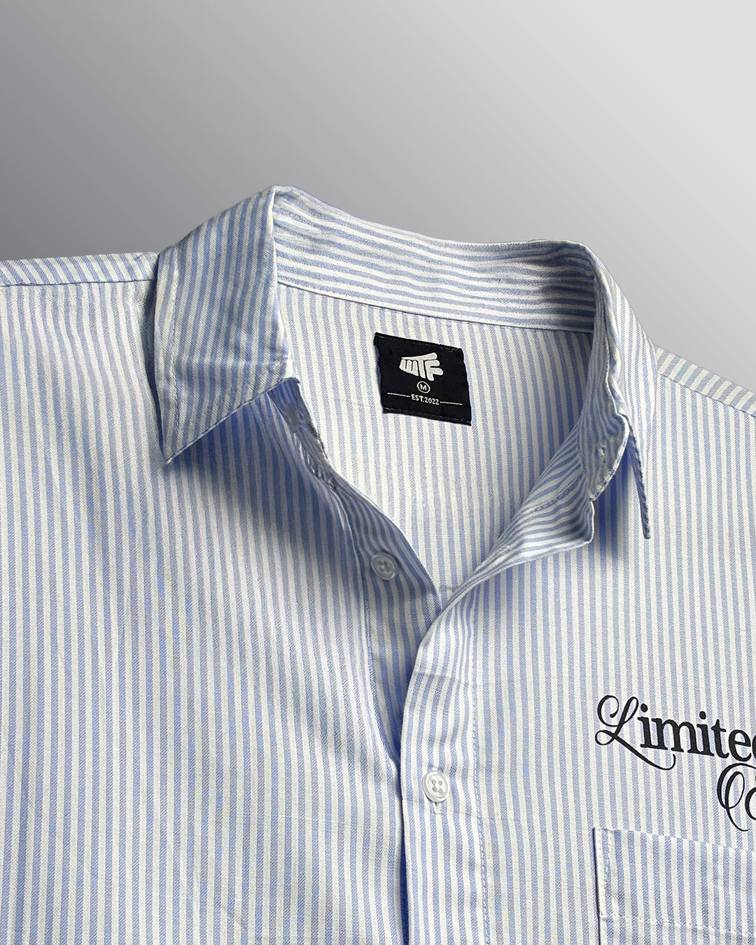 Twenties Blue and White Full Sleeves Striped Shirt - Image 9