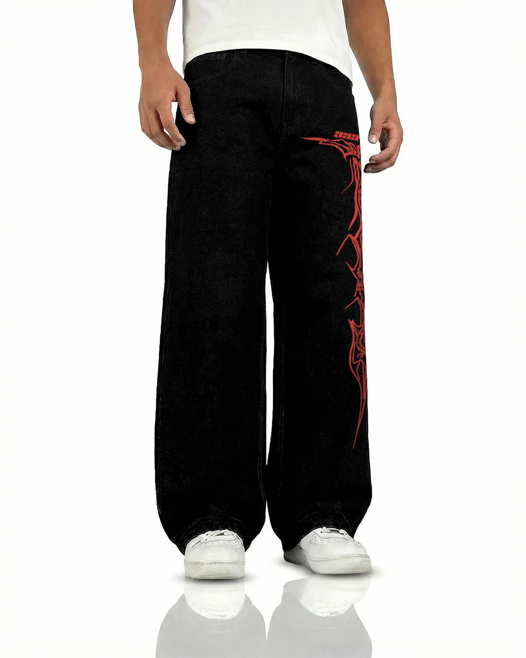 Veins Black Baggy Jeans - Image 5