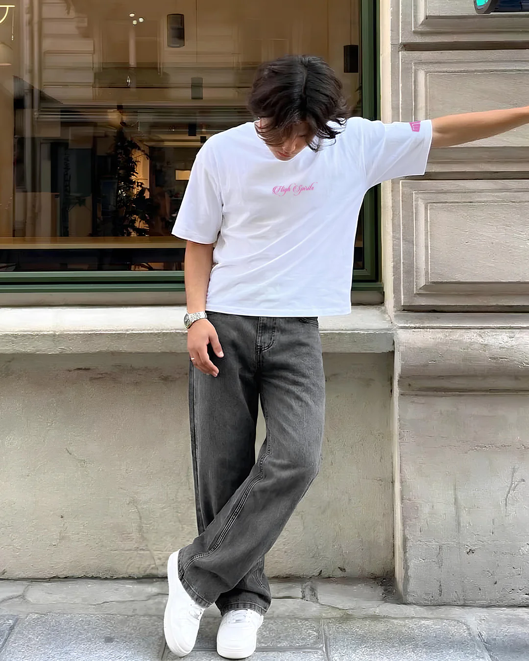 Washed Grey Straight Cut Jeans - Image 3
