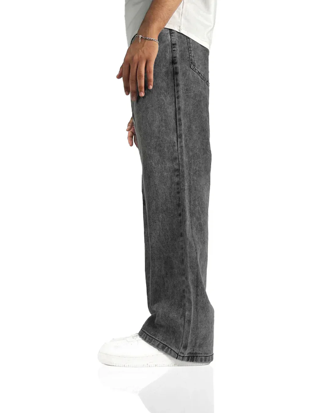 Washed Grey Straight Cut Jeans - Image 6