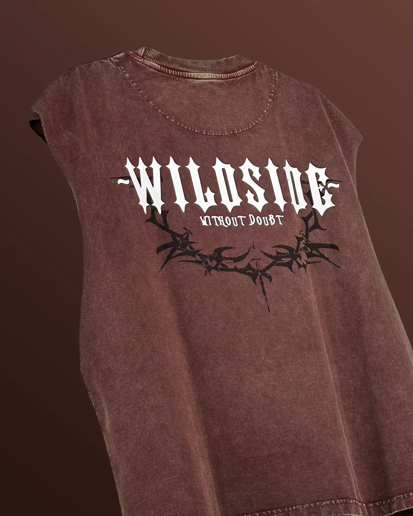 Wildside Brown Acid Wash Boxy Vest