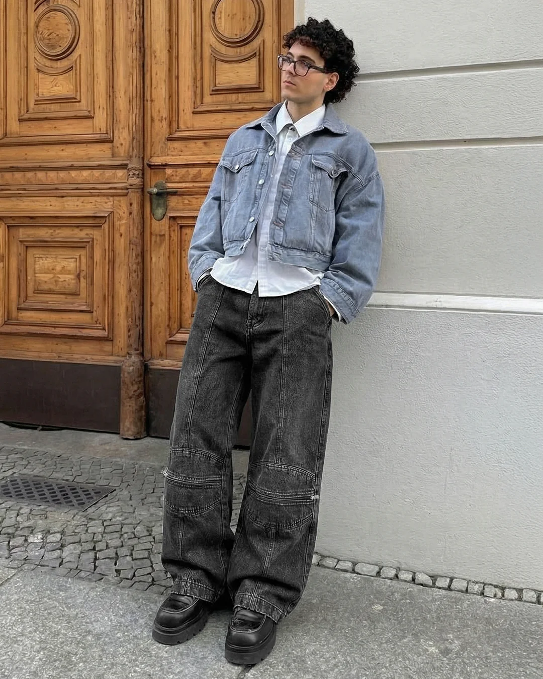 Zipper Denim Baggy Jeans - Image 3