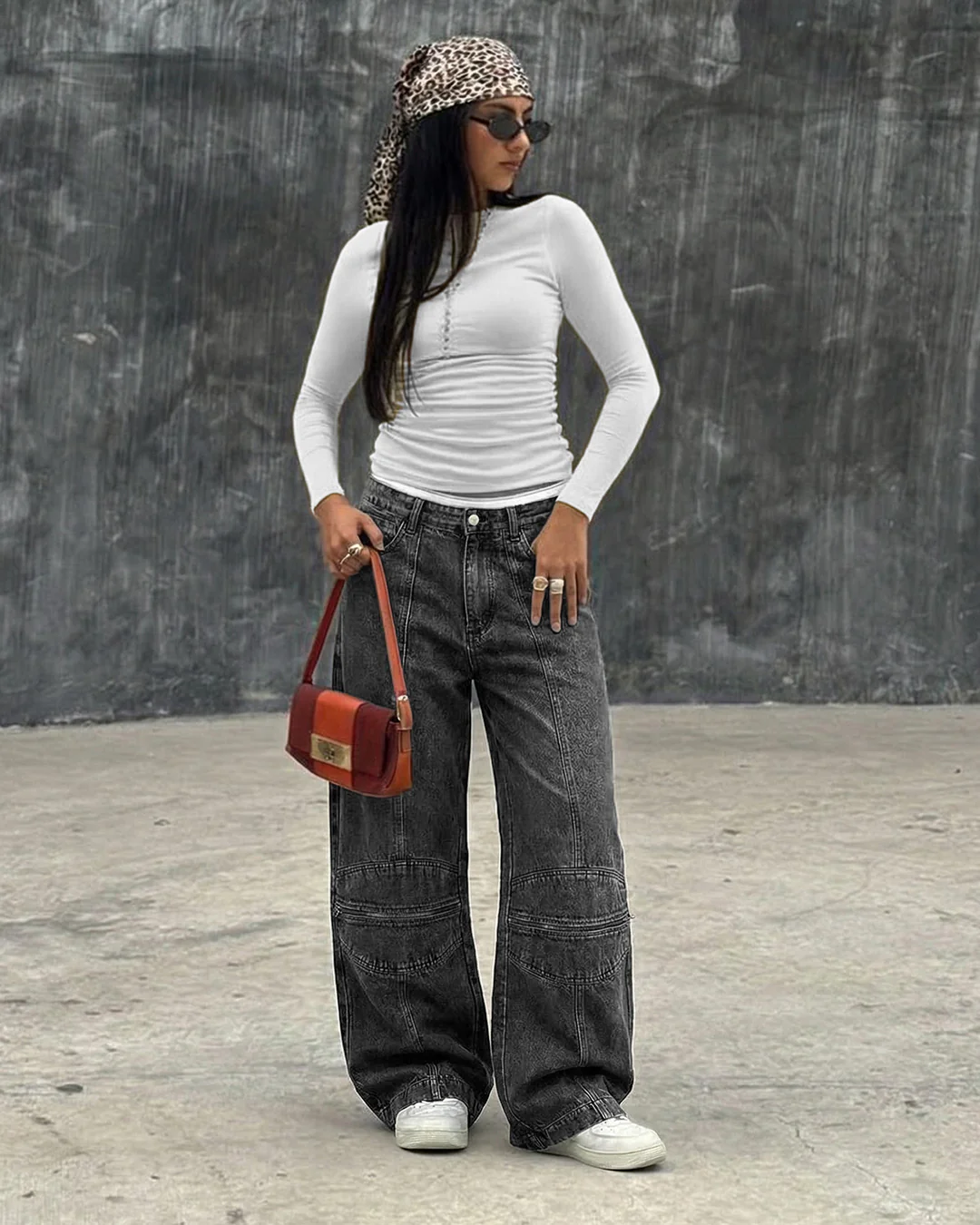 Zipper Denim Baggy Jeans - Image 6